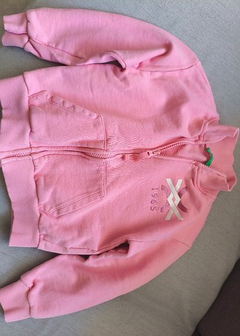 Benetton Kız Çocuk Pembe Fermuarlı Sweatshirt - Görsel 3