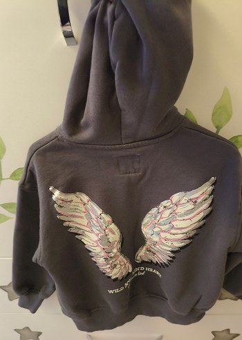 Zara Kız Çocuk Gri Kapüşonlu Sweatshirt - Görsel 2