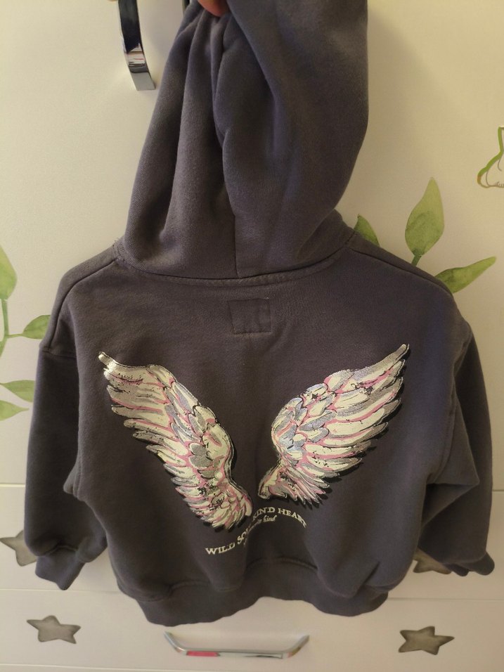 Zara Kız Çocuk Gri Kapüşonlu Sweatshirt - Görsel 3