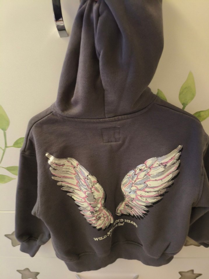 Zara Kız Çocuk Gri Kapüşonlu Sweatshirt - Görsel 2