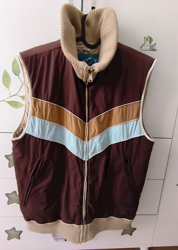 Guess Kahverengi Fermuarlı Yüksek Yakalı Erkek Yelek - Görsel 5