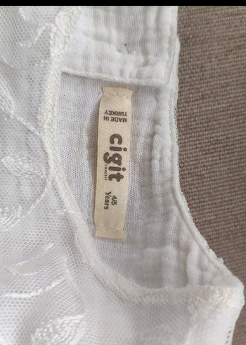 Cigit Kız Çocuk Beyaz Dantel Detaylı Bohem Elbise - Görsel 3