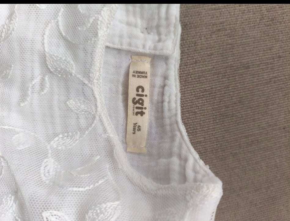 Cigit Kız Çocuk Beyaz Dantel Detaylı Bohem Elbise - Görsel 3