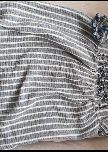 Cigit Kız Çocuk Gri Nakışlı Fırfırlı Bohem Elbise - Görsel 3