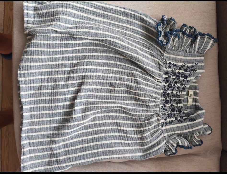 Cigit Kız Çocuk Gri Nakışlı Fırfırlı Bohem Elbise - Görsel 3