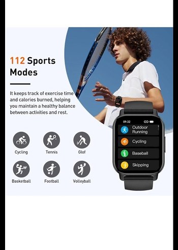 Smart Watch Siyah Akıllı Saat - Görsel 7