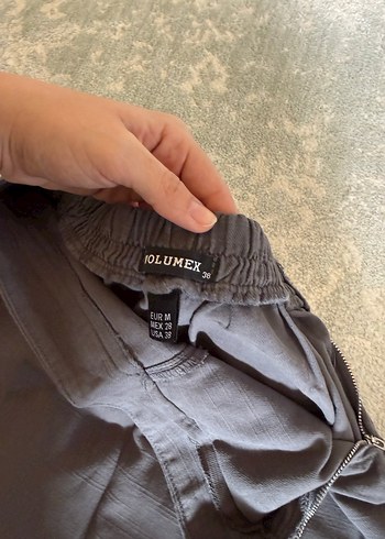 Gri Keten Mini Şort etek - Görsel 3