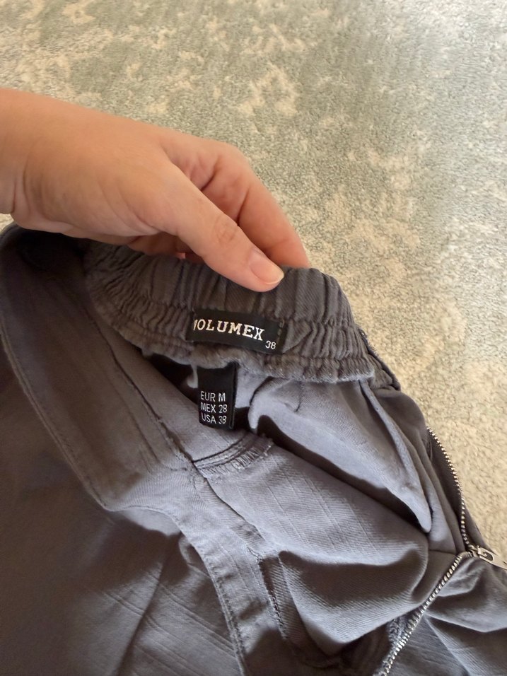 Gri Keten Mini Şort etek - Görsel 3