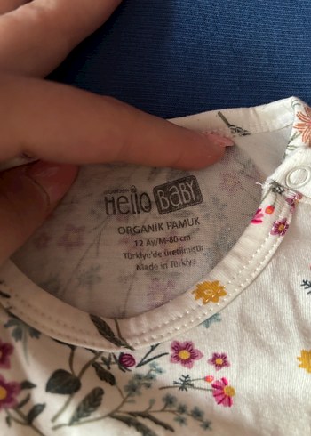 Çiçek Desenli Uzun Kollu Bebek Body 12M - Görsel 2