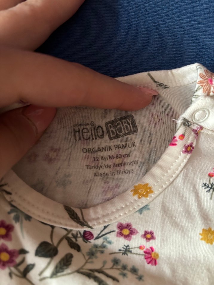 Çiçek Desenli Uzun Kollu Bebek Body 12M - Görsel 2