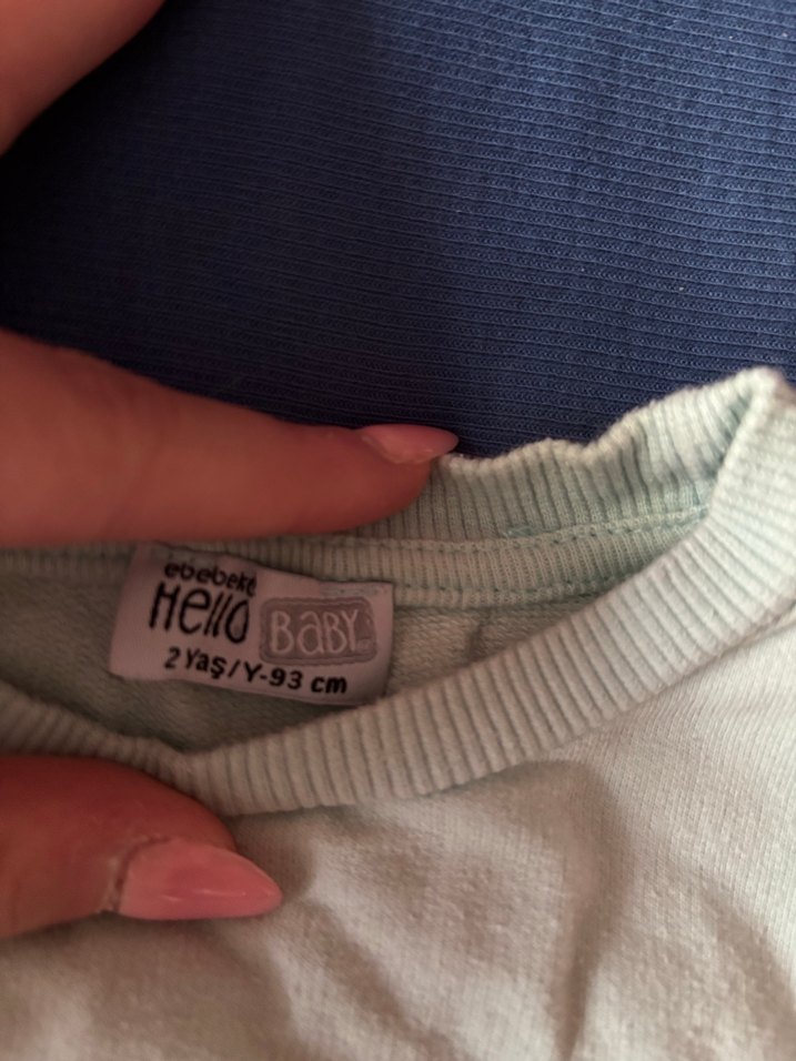 HelloBaby Unisex Çocuk 2Yaş 93Cm Açık Mavi Baskılı Sweatshirt - Görsel 2