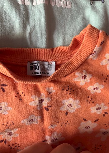 HelloBaby Turuncu Çiçek Desenli Kız Çocuk 2Yaş 93Cm Sweatshirt - Görsel 2