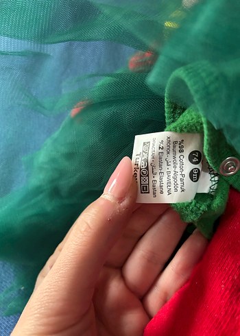 Miniloox Kız Yılbaşı Zıbınlı Kırmızı-Yeşil Elbise&Külotlu Çorap - Görsel 3