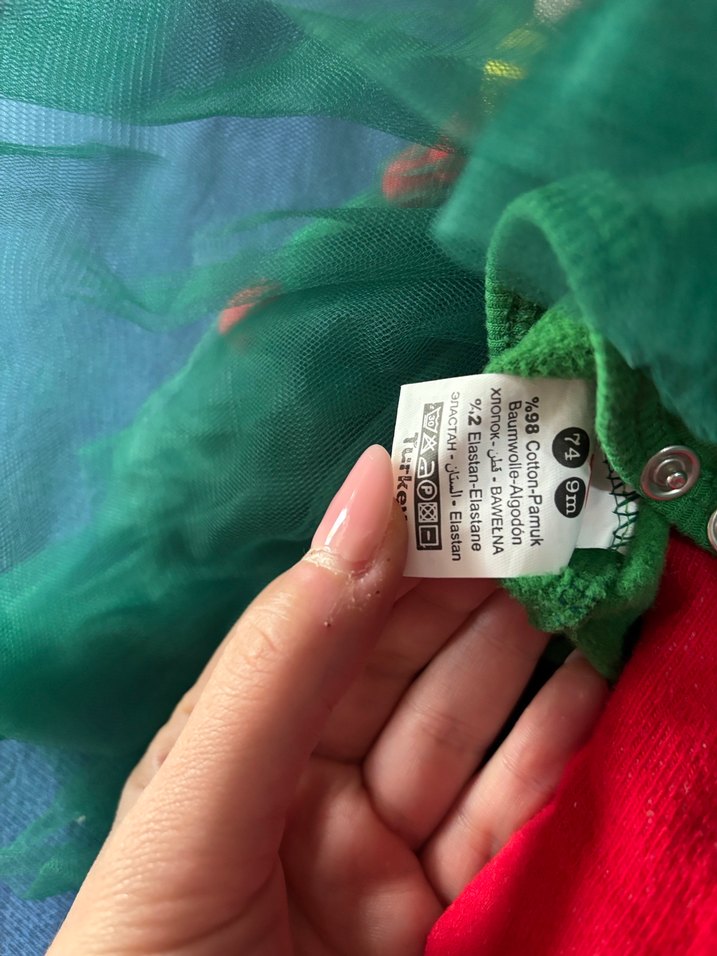 Miniloox Kız Yılbaşı Zıbınlı Kırmızı-Yeşil Elbise&Külotlu Çorap - Görsel 3