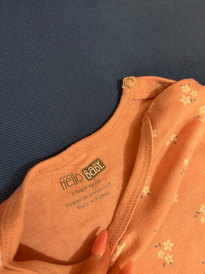 HelloBaby Uzun Kollu Pembe Çiçekli Bebek Body - Görsel 3