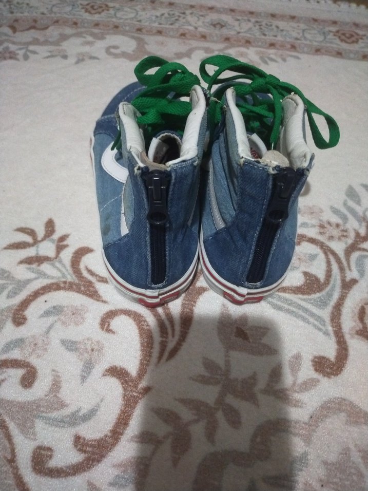 Çocuk Renkli Bağcıklı Denim Spor Ayakkabı - Görsel 5