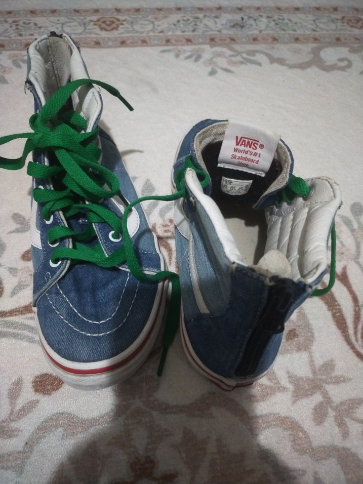 Çocuk Renkli Bağcıklı Denim Spor Ayakkabı - Görsel 3