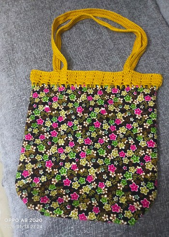 Çiçek Desenli Örgü Bohem Kadın Çanta - Görsel 2