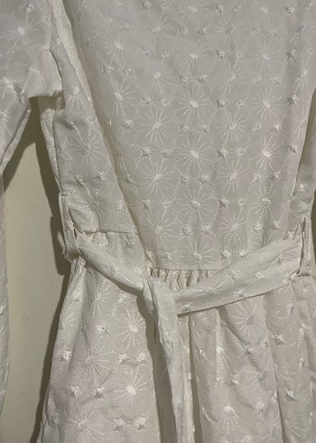 Nakışlı Beyaz Midi Bohem Kadın Elbise - Görsel 2