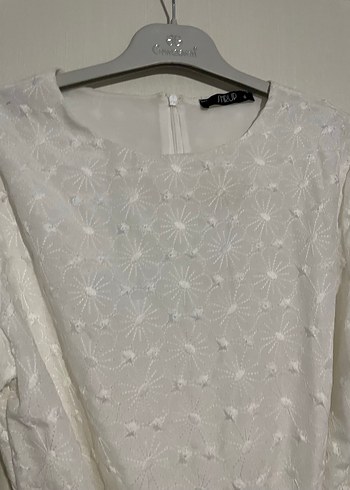 Nakışlı Beyaz Midi Bohem Kadın Elbise - Görsel 3