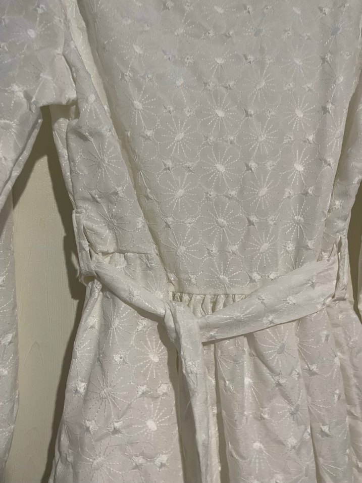 Nakışlı Beyaz Midi Bohem Kadın Elbise - Görsel 2