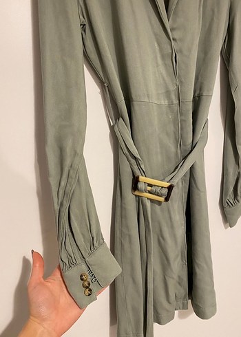 Uzun Kollu Gri Kadın Ceket Elbise - Görsel 3