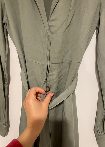 Uzun Kollu Gri Kadın Ceket Elbise - Görsel 2