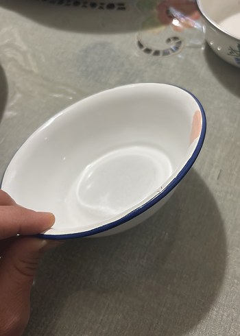 Çiçek Desenli Beyaz Emaye Kase - Görsel 16