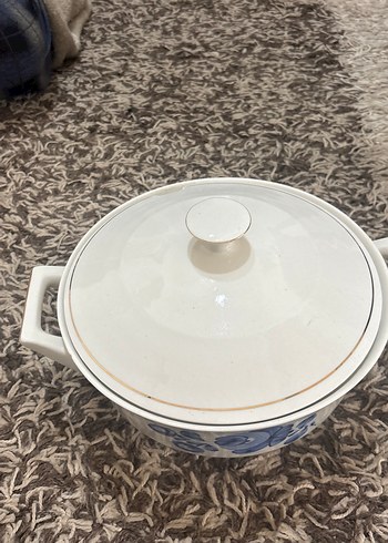 Mavi Çiçek Desenli Kapaklı çorbalık porselen - Görsel 2