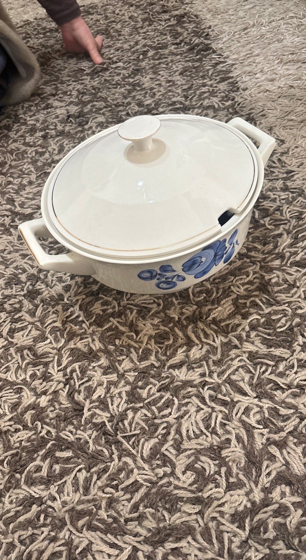 Mavi Çiçek Desenli Kapaklı çorbalık porselen - Görsel 5