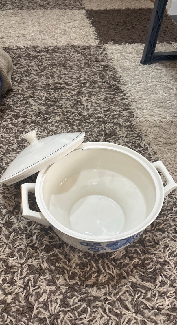 Mavi Çiçek Desenli Kapaklı çorbalık porselen - Görsel 3