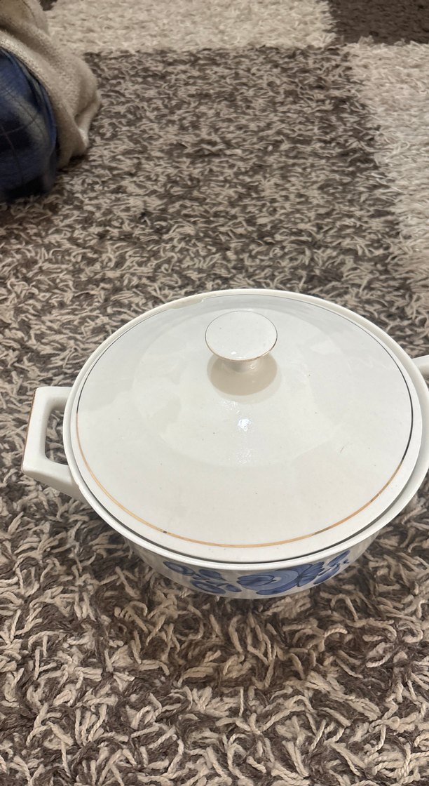 Mavi Çiçek Desenli Kapaklı çorbalık porselen - Görsel 2