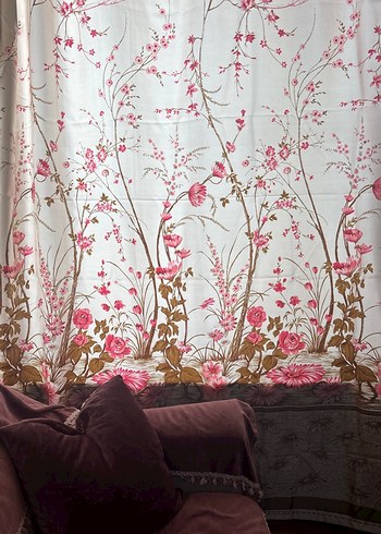 Pembe Bohem Çiçek Desenli Perde seten - Görsel 5