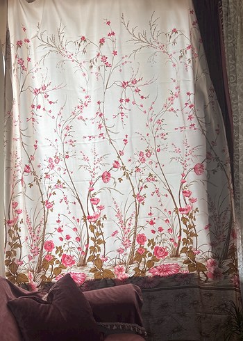 Pembe Bohem Çiçek Desenli Perde seten - Görsel 7