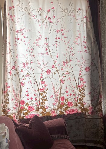 Pembe Bohem Çiçek Desenli Perde seten - Görsel 6