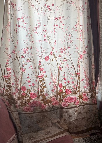 Pembe Bohem Çiçek Desenli Perde seten - Görsel 8