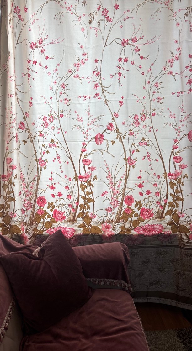 Pembe Bohem Çiçek Desenli Perde seten - Görsel 5