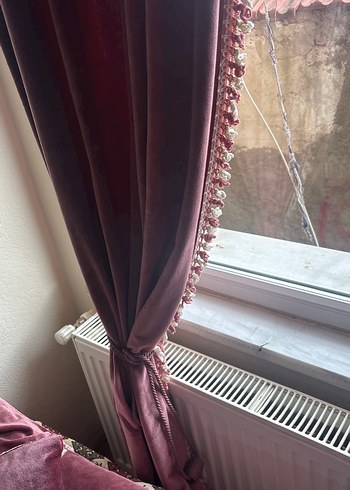 Bordo Parlak Düz Perde - Görsel 4