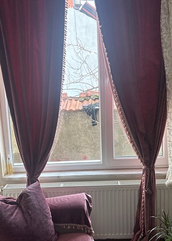 Bordo Parlak Düz Perde - Görsel 2