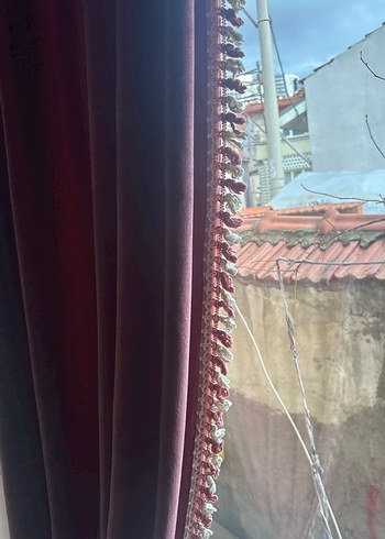 Bordo Parlak Düz Perde - Görsel 3