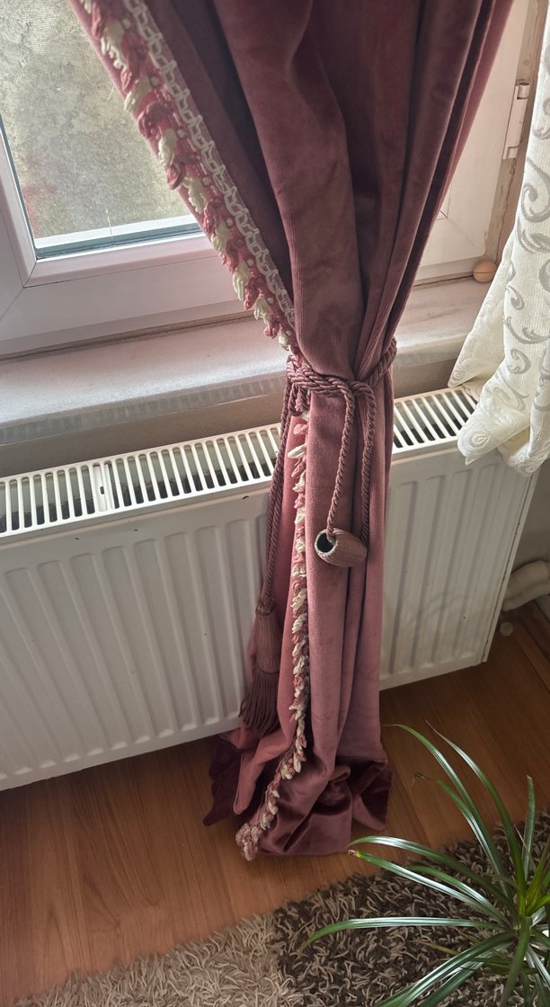 Bordo Parlak Düz Perde - Görsel 5