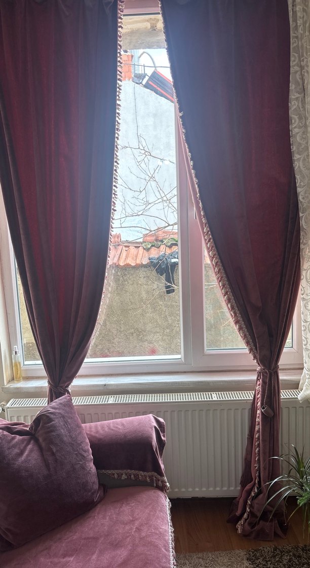 Bordo Parlak Düz Perde - Görsel 2