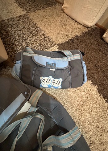 Gri Baskılı Bebek Taşıma ve Çanta Seti - Görsel 5