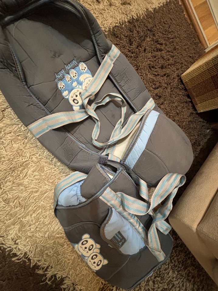 Gri Baskılı Bebek Taşıma ve Çanta Seti - Görsel 2