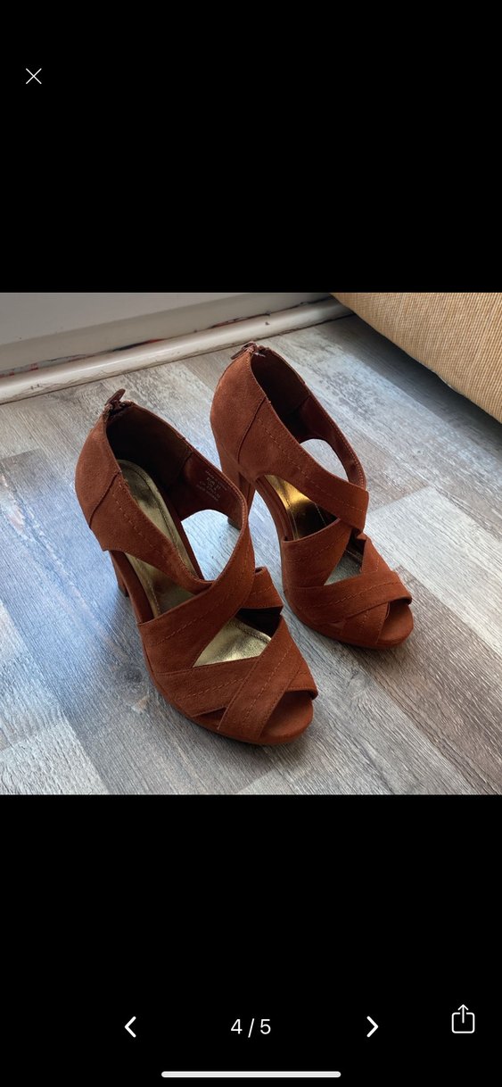 Kahverengi Süet Dolgu Topuklu Kadın Ayakkabı - Görsel 5