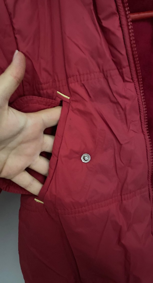 Bordo Nakışlı Kız Çocuk Düğmeli Mont - Görsel 3