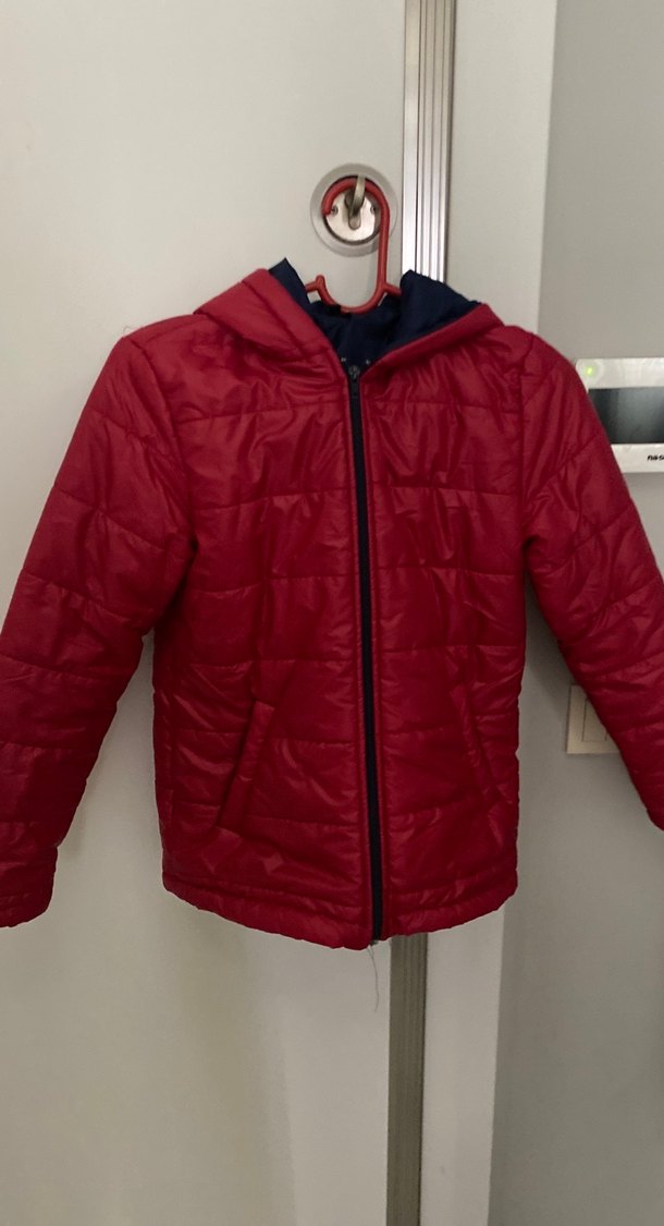 Koyu Kırmızı Fermuarlı Erkek Çocuk Mont - Görsel 2