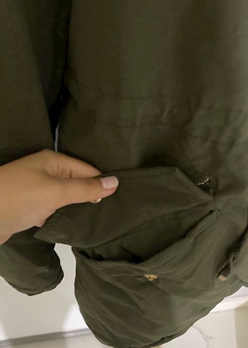 Kadın Haki Midi Düğmeli Ceket - Görsel 5