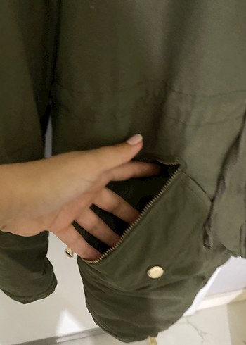 Kadın Haki Midi Düğmeli Ceket - Görsel 4