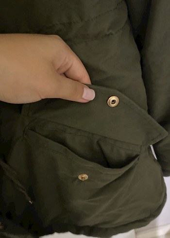 Kadın Haki Midi Düğmeli Ceket - Görsel 3